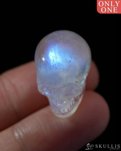 Flash 0.7’’ Moonstone Carved Gem Skull Skullis Realistic - 9800179 Tiny Gemstone Skull