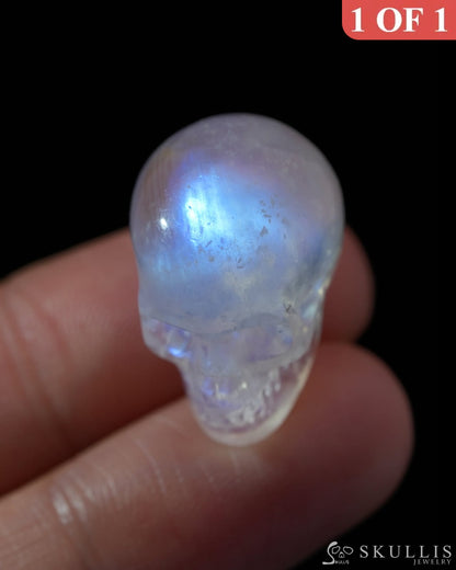 Flash 0.7’’ Moonstone Carved Gem Skull Skullis Realistic - 9800179 Tiny Gemstone Skull