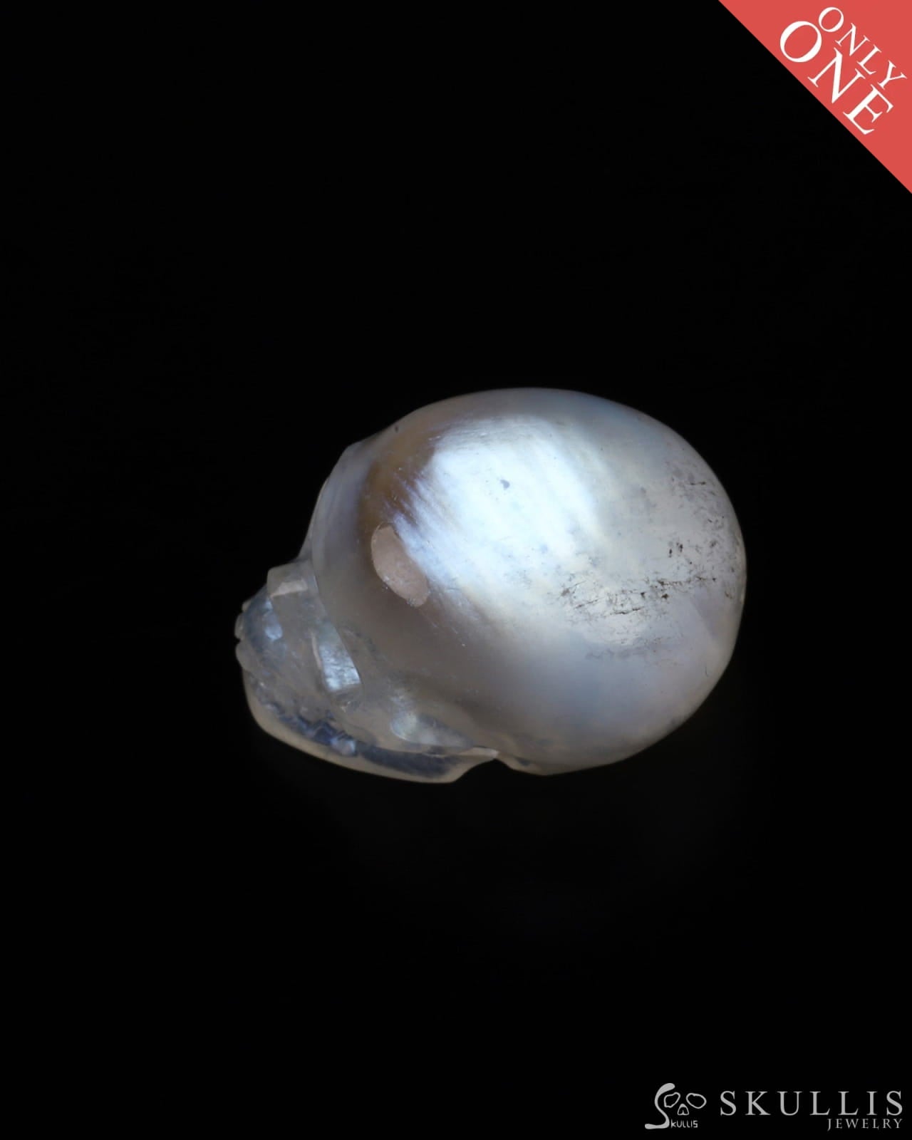 Flash 0.8’’ Moonstone Carved Gem Skull Skullis Realistic - 9800029 Tiny Gemstone Skull