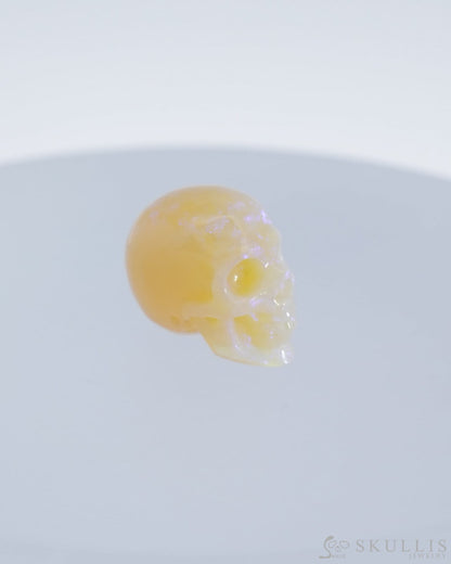 Rare 0.6’’ African Opal Carved Gem Skull Skullis Realistic - 0500032 Tiny Gemstone