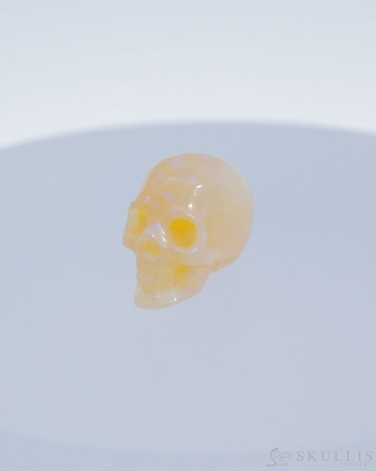 Rare 0.6’’ African Opal Carved Gem Skull Skullis Realistic - 0500032 Tiny Gemstone