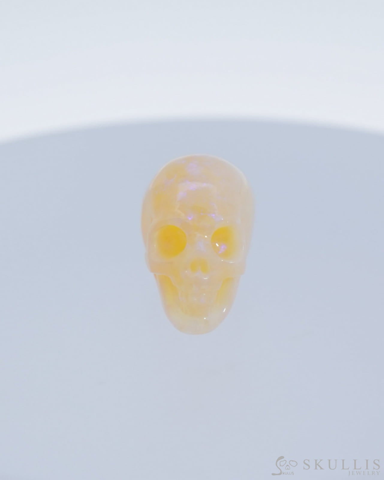 Rare 0.6’’ African Opal Carved Gem Skull Skullis Realistic - 0500032 Tiny Gemstone