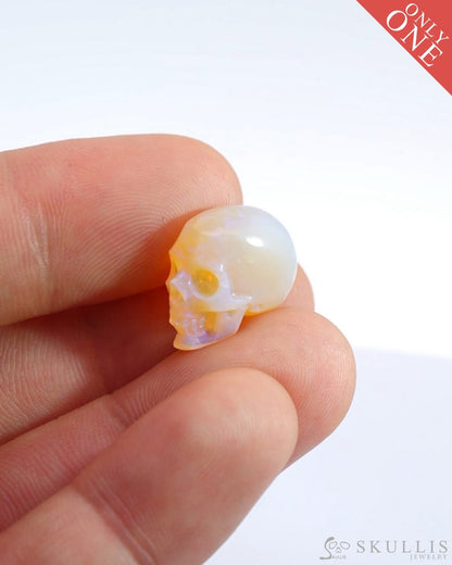 Rare 0.6’’ African Opal Carved Gem Skull Skullis Realistic - 0500032 Tiny Gemstone