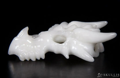 Gem Dragon Head Pendant Necklace  White Jade Carved Skull Pendants