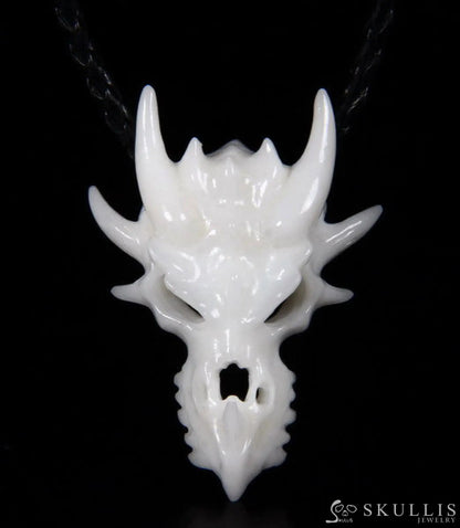 Gem Dragon Head Pendant Necklace  White Jade Carved Pendant Without Chain Skull Pendants