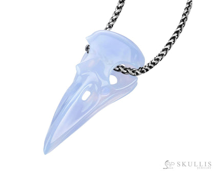 Gem Raven Pendant Necklace Of Blue Chalcedony Crystal Raven Pendant Skull Pendants