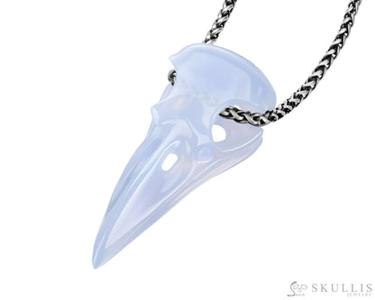 Gem Raven Pendant Necklace Of Blue Chalcedony Crystal Raven Pendant Without Chain Skull Pendants