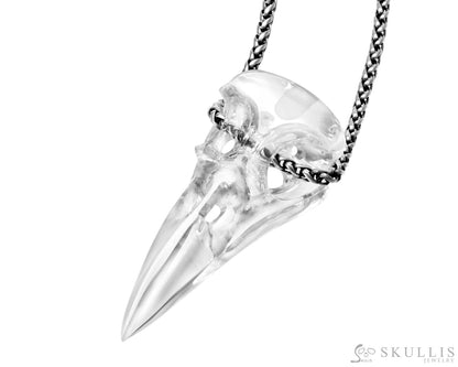 Gem Raven Pendant Necklace Of Quartz Rock Crystal Carved Raven Pendant Without Chain