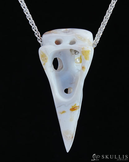 Gem Raven Skull Pendant Necklace Of Agate Crystal - 9800174 Pendants