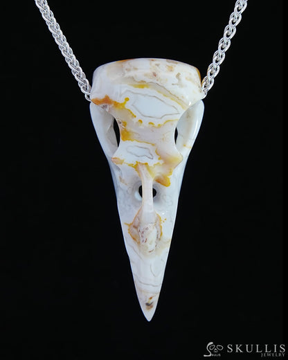 Gem Raven Skull Pendant Necklace Of Agate Crystal - 9800174 Pendants