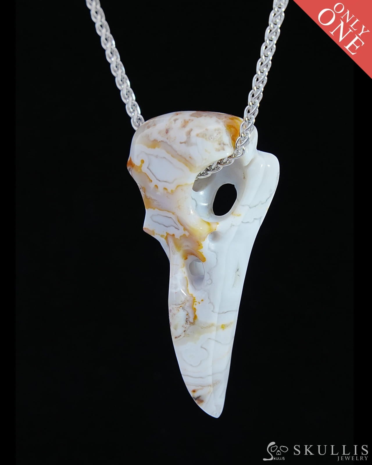 Gem Raven Skull Pendant Necklace Of Agate Crystal - 9800174 Pendants