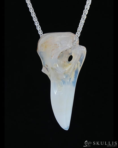 Gem Raven Skull Pendant Necklace Of Agate Crystal - 9800175 Pendants