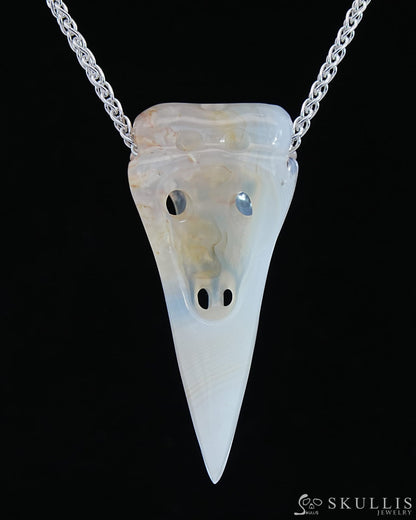 Gem Raven Skull Pendant Necklace Of Agate Crystal - 9800175 Pendants