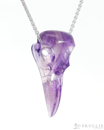 Gem Raven Skull Pendant Necklace Of Fluorite Crystal - 9800172 Pendants