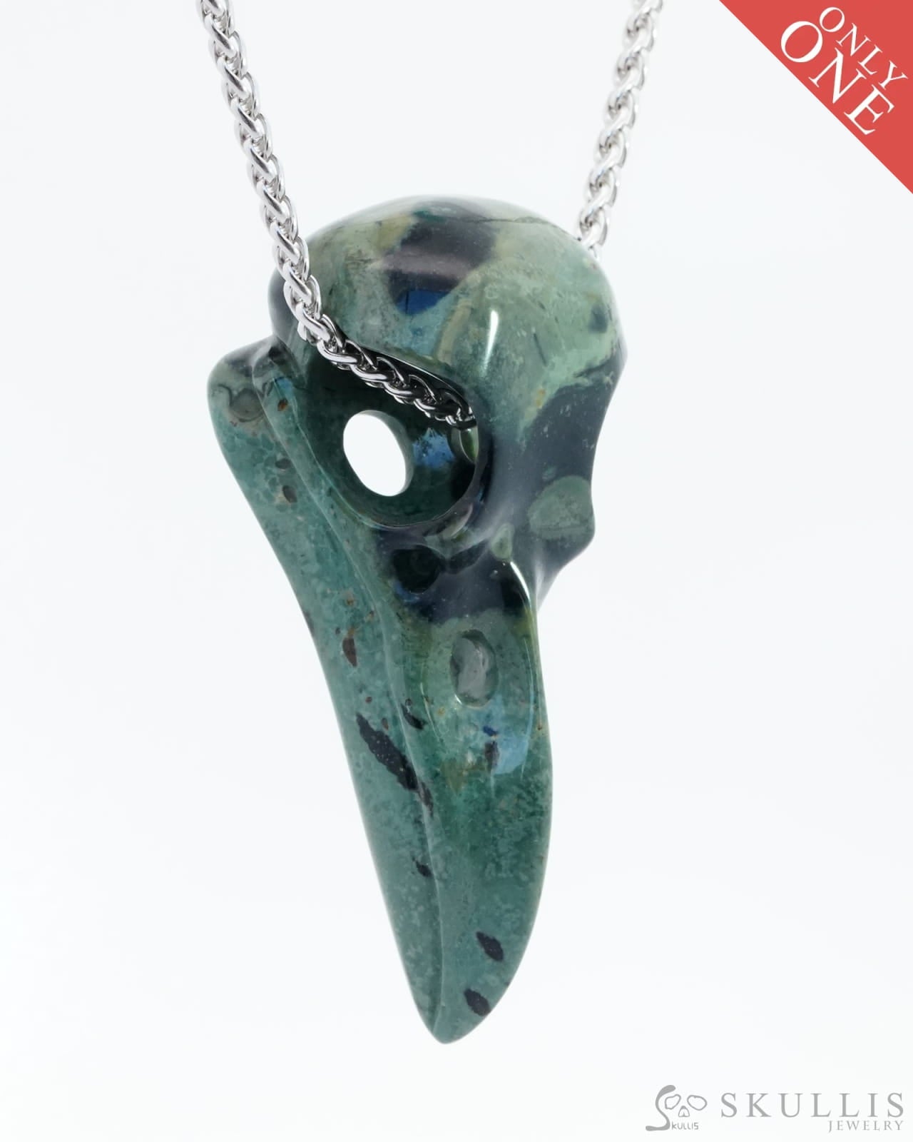 Gem Raven Skull Pendant Necklace Of Kambaba Jasper Carved Raven - 9800142 Pendants