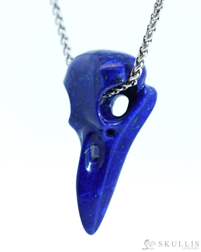 Skullis Signature Lapis Lazuli Gem Skull Pendant Or Necklace Hand Carved Sterling Silver 925 Chain