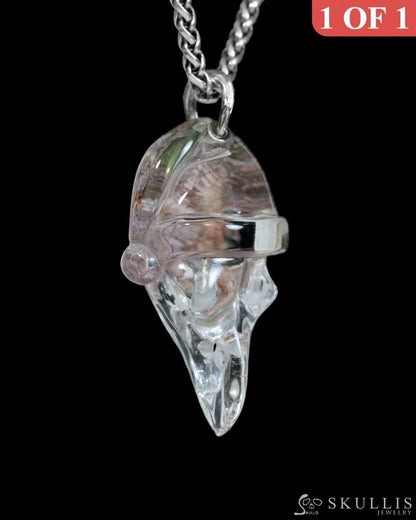Gem Raven Skull Pendant Necklace of Phantom Quartz Rock Crystal Raven Pendant - T9900172 Skull Pendants