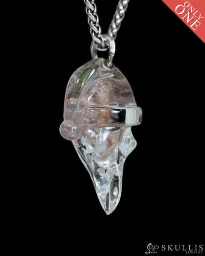 Gem Raven Skull Pendant Necklace of Phantom Quartz Rock Crystal Raven Pendant - T9900172 Skull Pendants