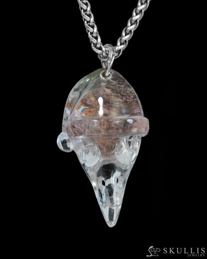 Gem Raven Skull Pendant Necklace of Phantom Quartz Rock Crystal Raven Pendant - T9900172 Skull Pendants