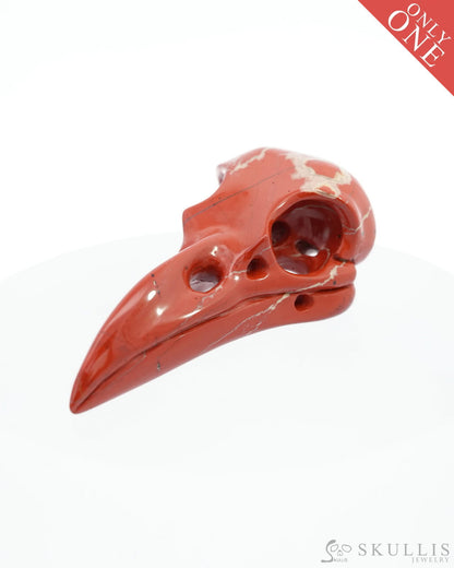 Gem Raven Pendant Necklace Of Red Jasper Carved Raven Skull - 0500014 Pendants