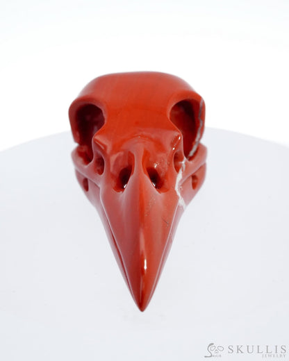 Gem Raven Pendant Necklace Of Red Jasper Carved Raven Skull - 9500114 Pendants