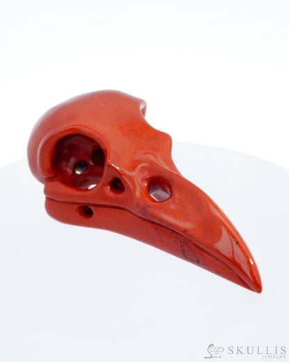 Gem Raven Pendant Necklace Of Red Jasper Carved Raven Skull - 9500115 Pendants