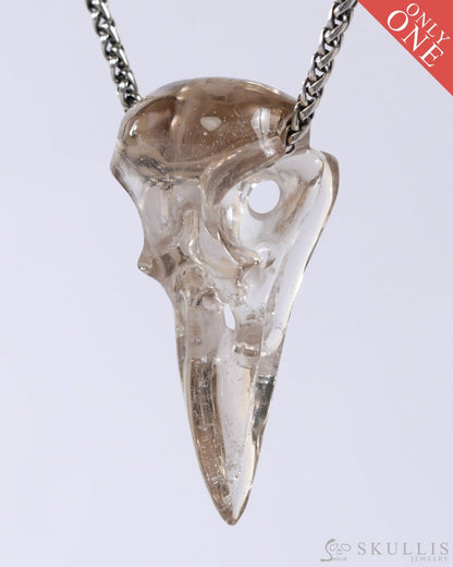 Gem Raven Skull Pendant Necklace of Smoky Quartz Rock Crystal Crystal Raven Pendant - 9500320 Skull Pendants