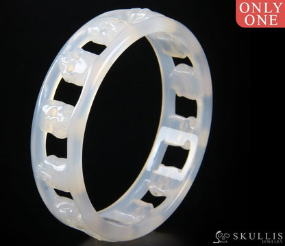 Gem Skull Bangle Of Agate Carved Bracelets