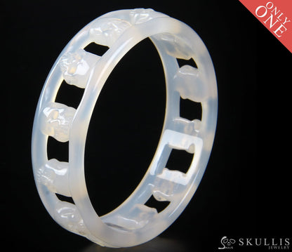 Gem Skull Bangle Of Agate Carved Bracelets