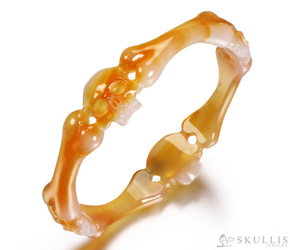 Gem Skull Bangle Of Agate Carved Bracelets