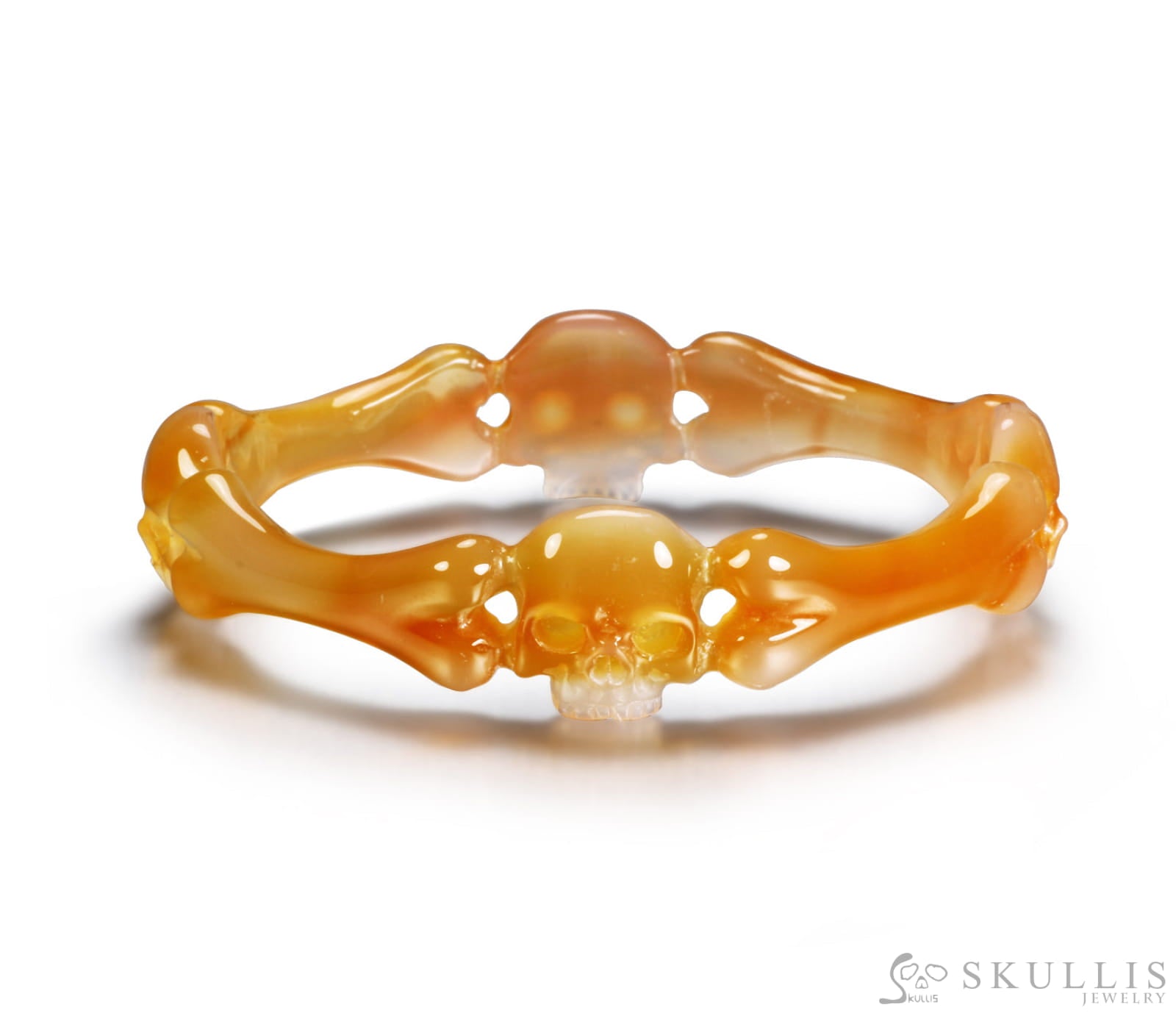 Gem Skull Bangle Of Agate Carved Bracelets