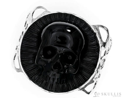 Gem Skull Bangle Of Black Obsidian Carved Skull Bracelets