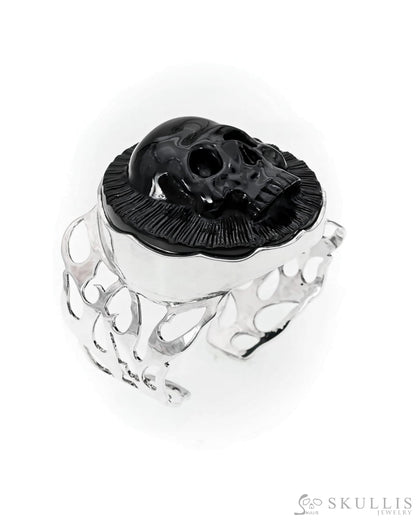 Gem Skull Bangle Of Black Obsidian Carved Skull Bracelets