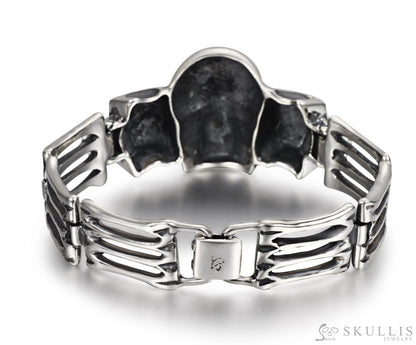 Gem Skull Bracelet In 925 Sterling Silver Skull Bracelets