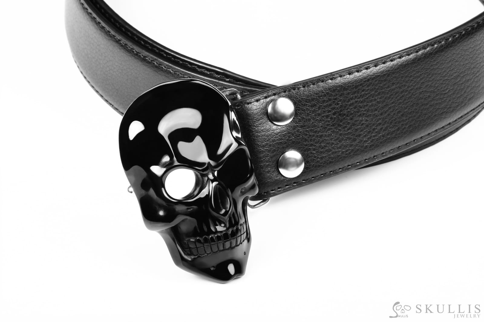 Gem Skull Buckle Of Black Obsidian Carved Skull Skull Buckles