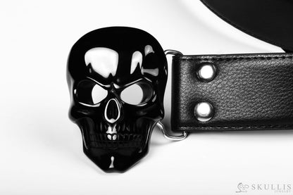 Gem Skull Buckle Of Black Obsidian Carved Skull Skull Buckles