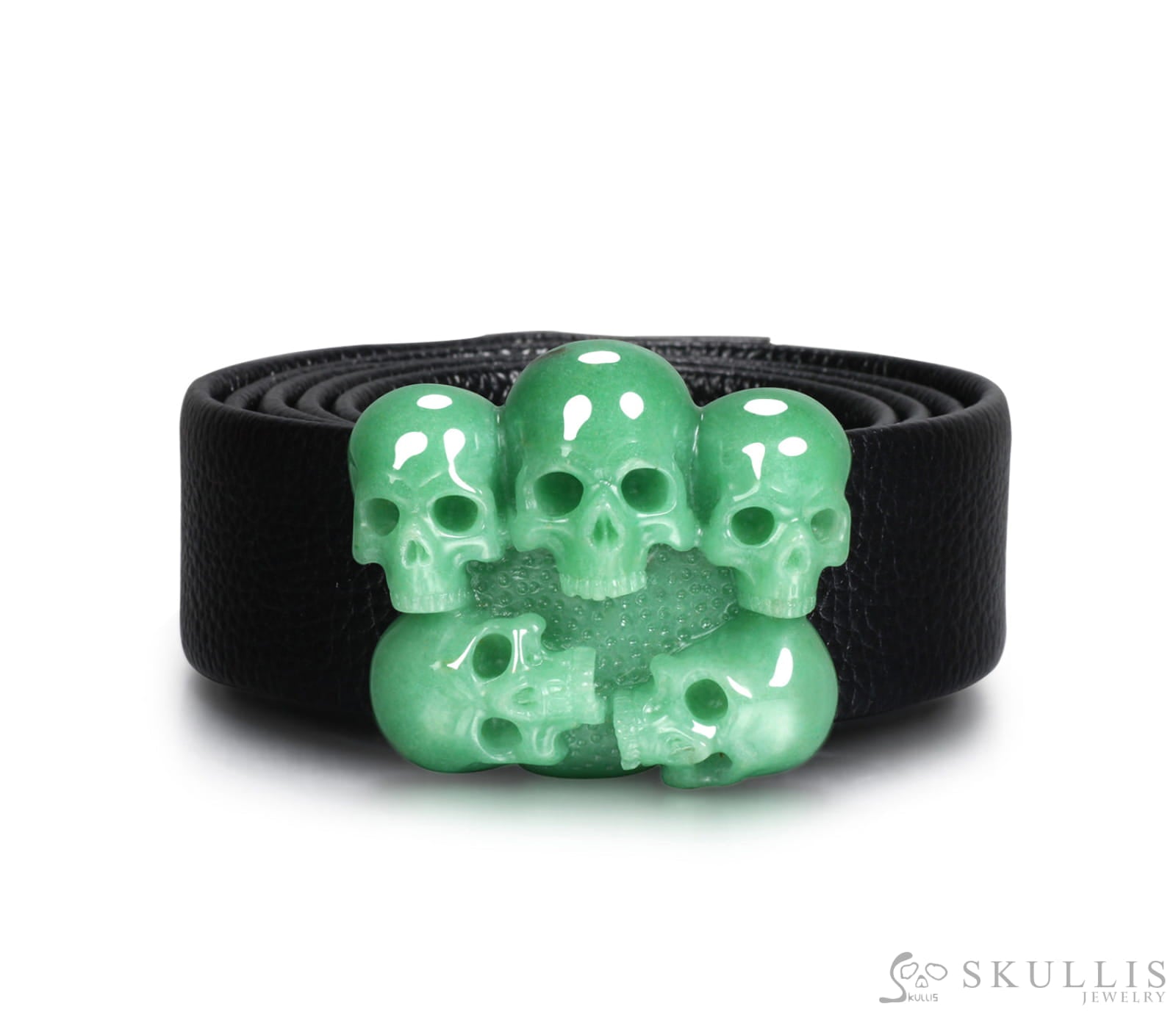 Gem Skull Buckle Of Green Aventurine Carved Skull Skull Buckles