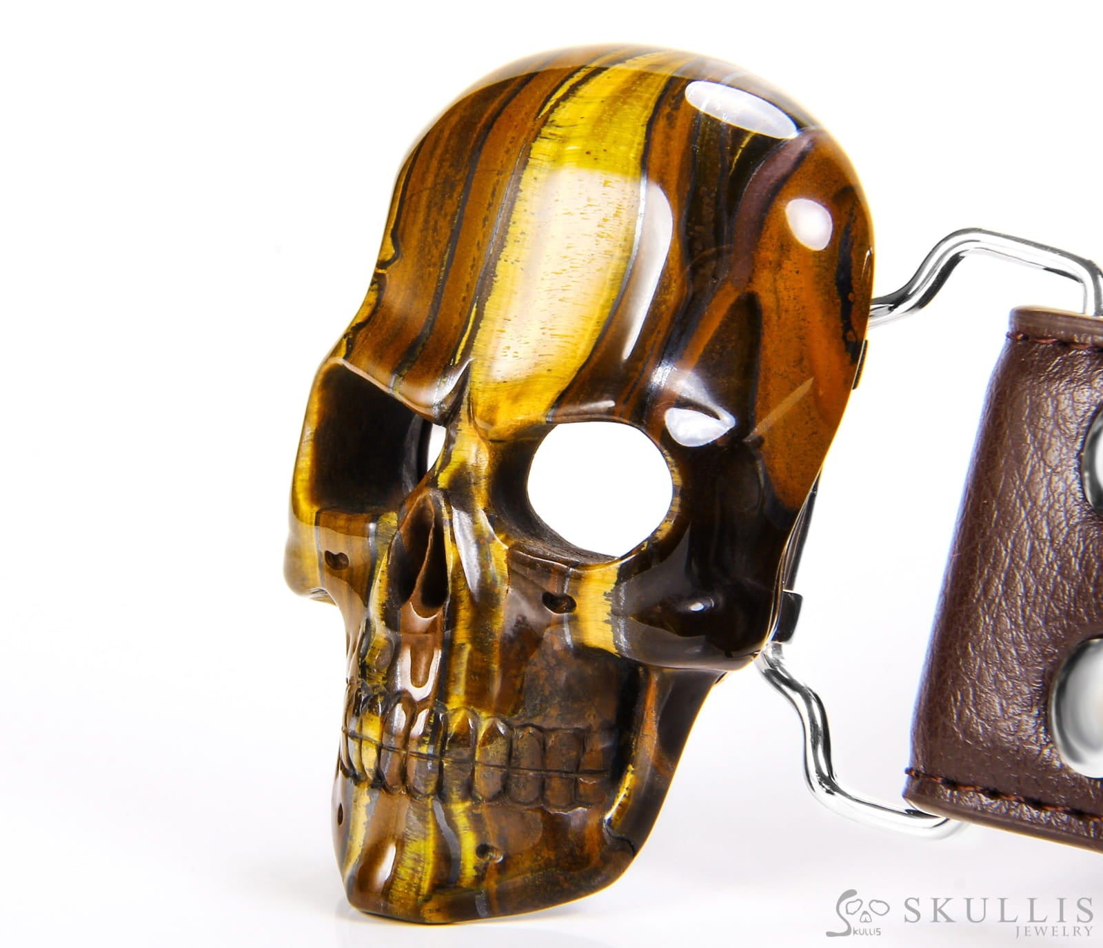 Gem Skull Buckle Of Tiger Iron Eye Carved Skull Skull Buckles