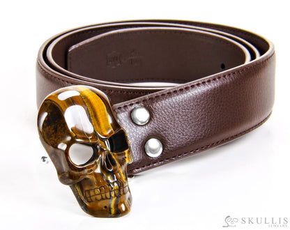 Gem Skull Buckle Of Tiger Iron Eye Carved Skull Skull Buckles