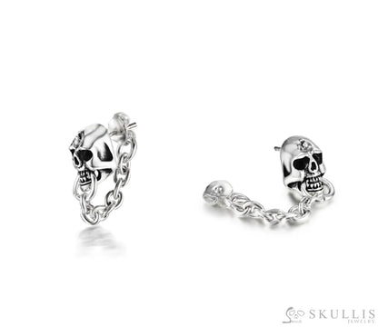 Gem Skull Earrings In 925 Sterling Silver Skull Earrings