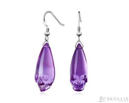 Gem Skull Earrings Of Amethyst Carved Skull