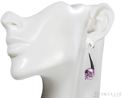 Gem Skull Earrings Of Amethyst Carved Skull In 925 Sterling Silver Skull Earrings