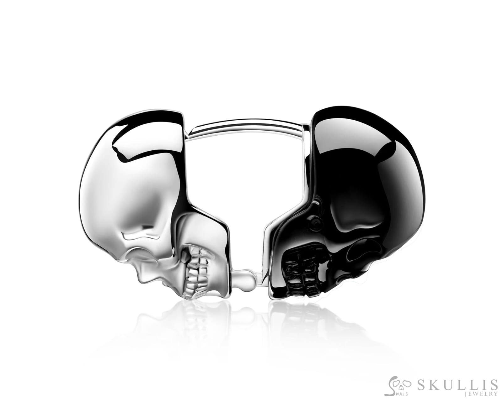 Gem Skull Earrings of Black Obsidian Carved Skull & 925 Sterling Silver Skull Skull Earrings