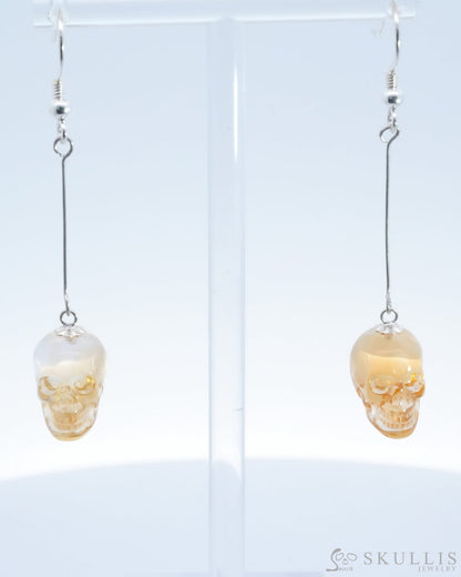 Gem Skull Pendant Necklace Of Citrine Carved Skull With Bail In 925 Sterling Silver - 0500024