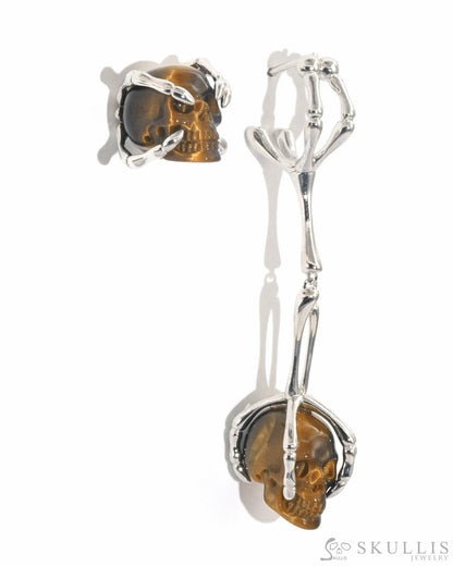 Gold Tiger’s Eye Carved Gem Skull Skullis Realistic -S0001087 Rings