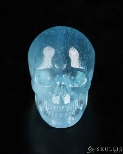Gem Skull Of Aquamarine Carved Realistic Tiny Gemstone