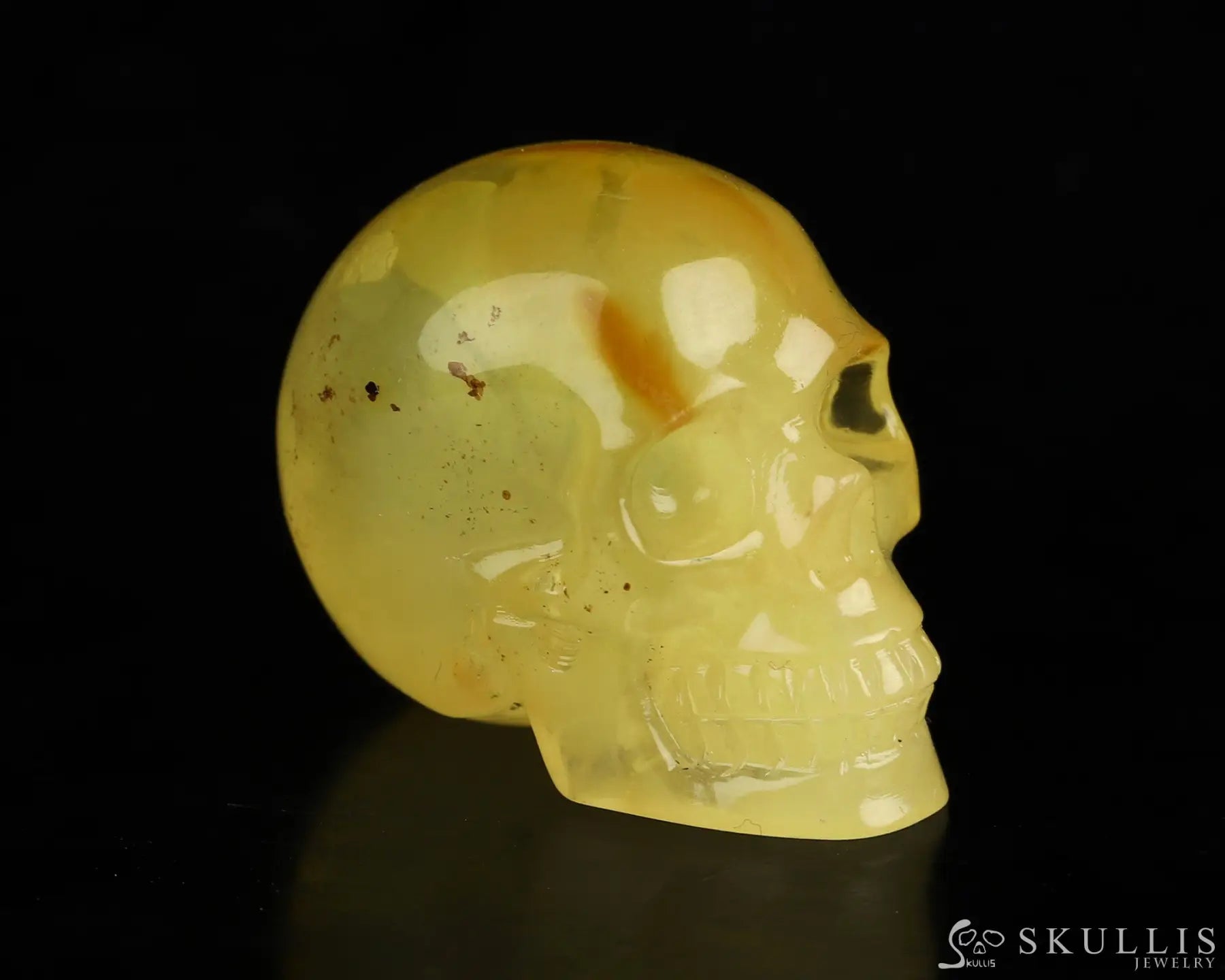 Gem Skull Of Baltic Amber Carved Realistic Tiny Gemstone