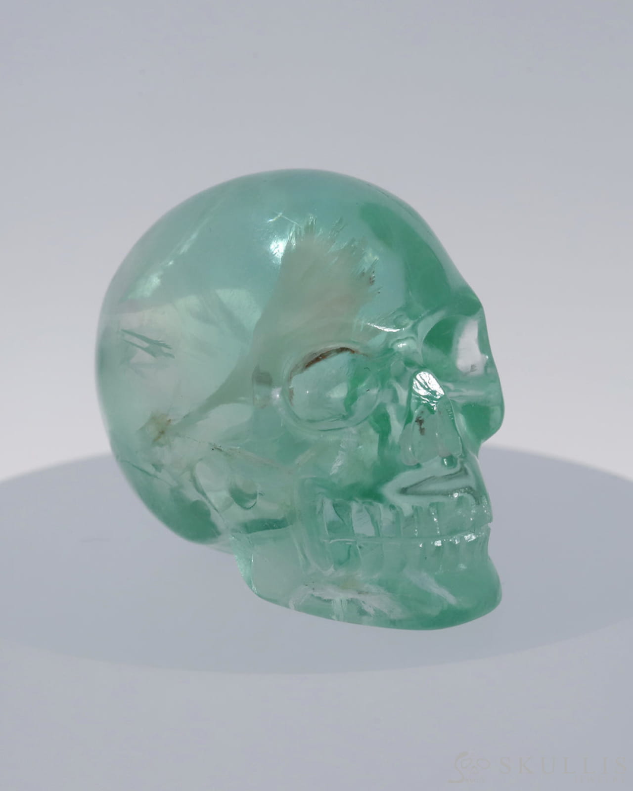 Gem Skull Of Fluorite Carved Realistic Tiny Gemstone