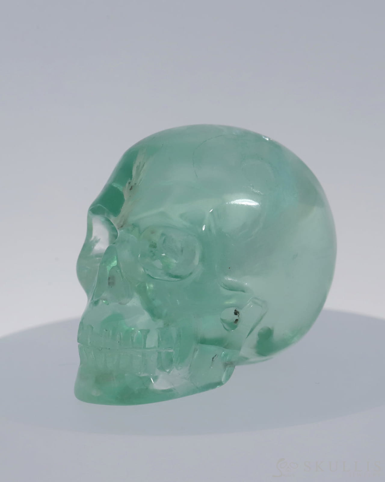 Gem Skull Of Fluorite Carved Realistic Tiny Gemstone