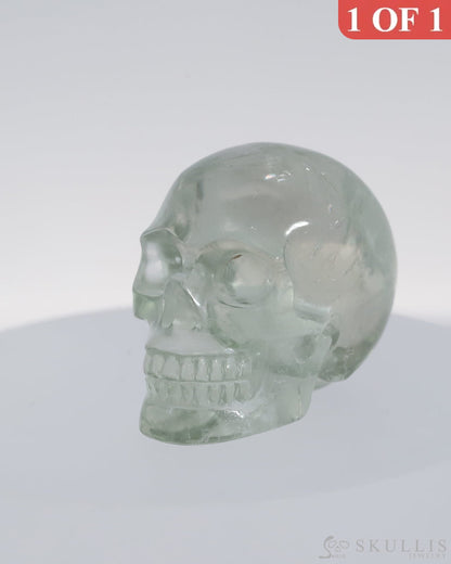 Gem Skull Of Green Quartz Carved Realistic Tiny Gemstone